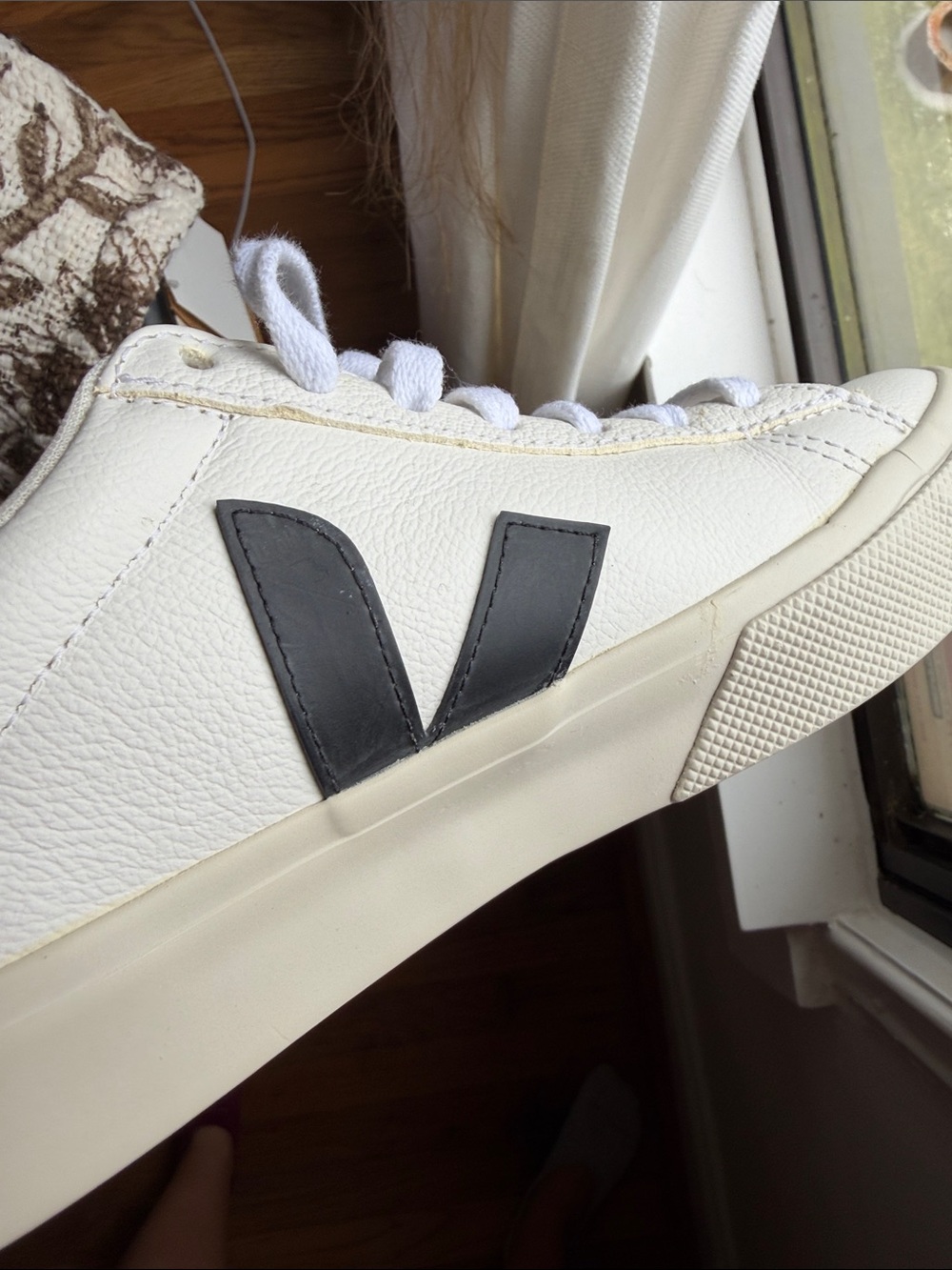 Veja White Sneakers with Black V Detail - Picture 12 of 12